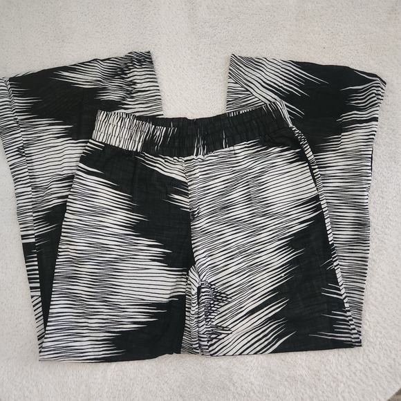 Kenneth Cole New York Pants - Kenneth Cole New York Womens Black White Abstract Cotton Wide Leg Pants Size 8